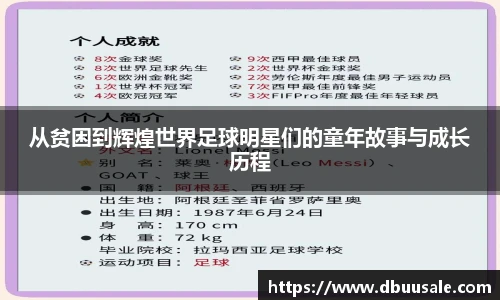 从贫困到辉煌世界足球明星们的童年故事与成长历程